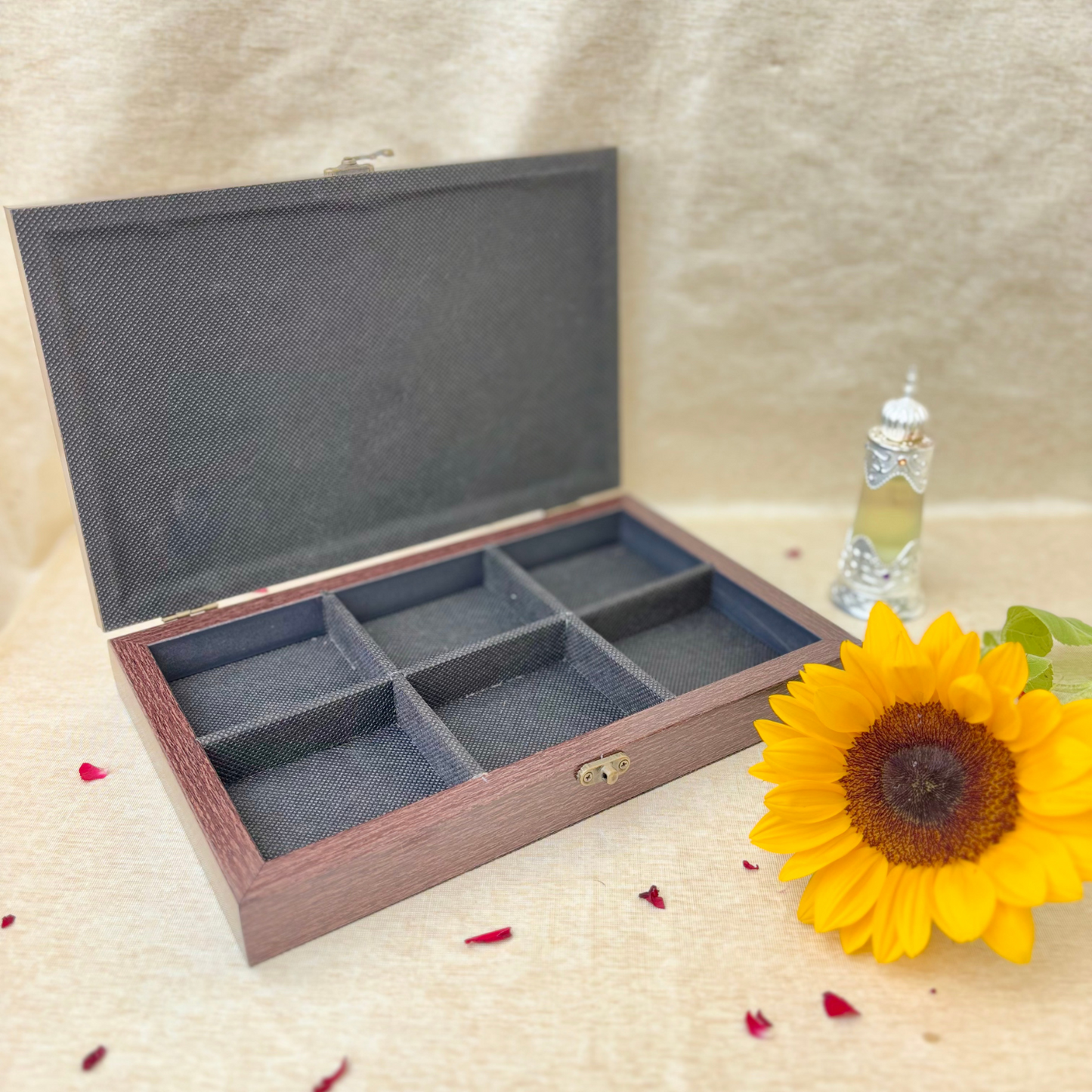 Ethnic jewellery organizer with multiple compartments for rings, earrings, bangles, and accessories storage