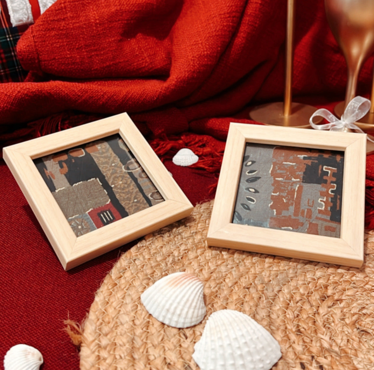 KAPAAS Red Abstract Coasters (Set of 2)