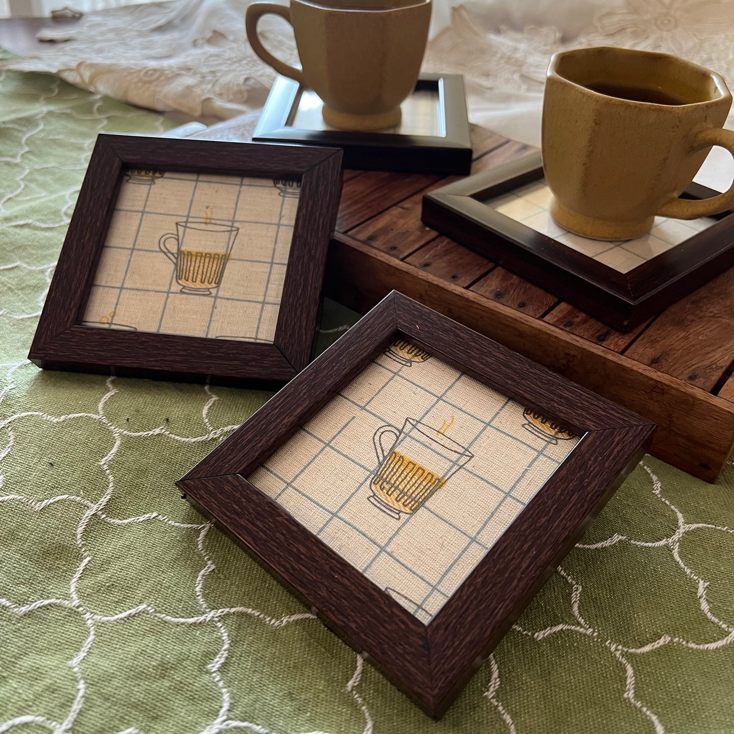 KAPAAS Yellow Chai Cup Coasters (Set of 2)