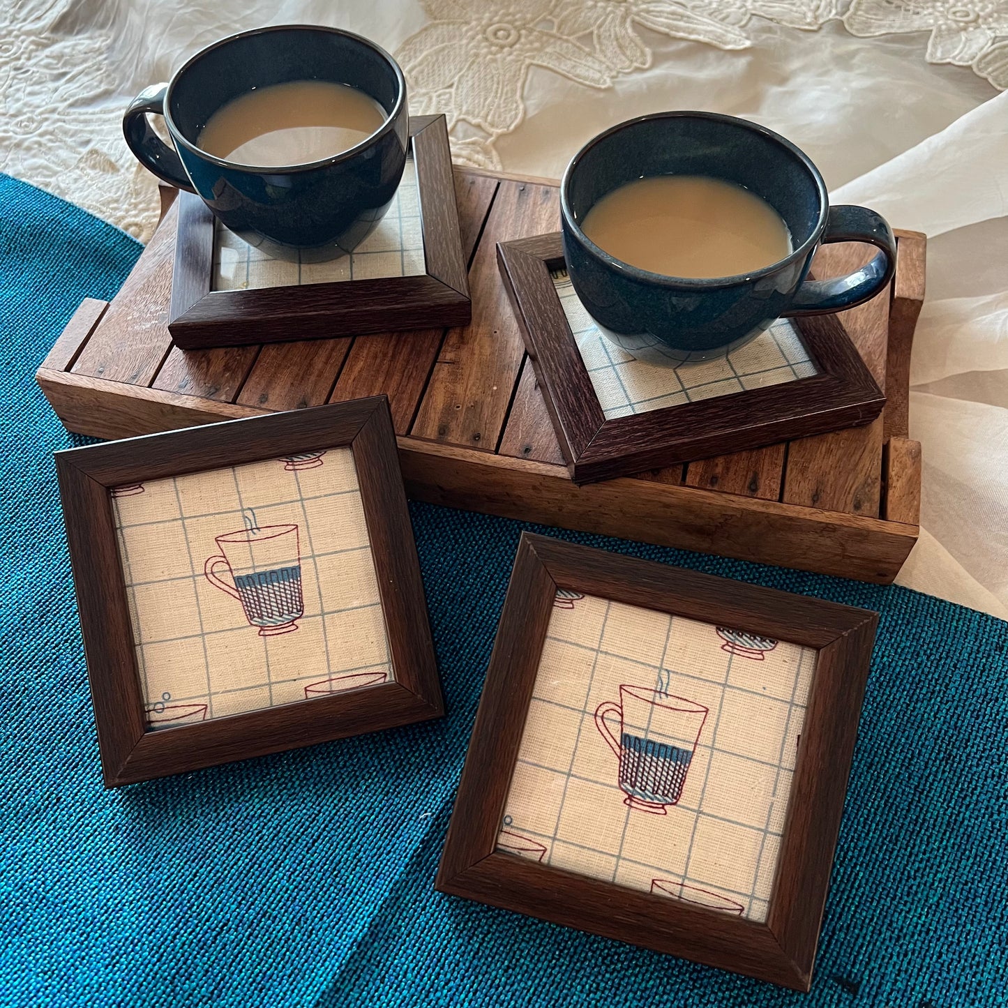 KAPAAS Blue Chai Cup Coasters (Set of 2)