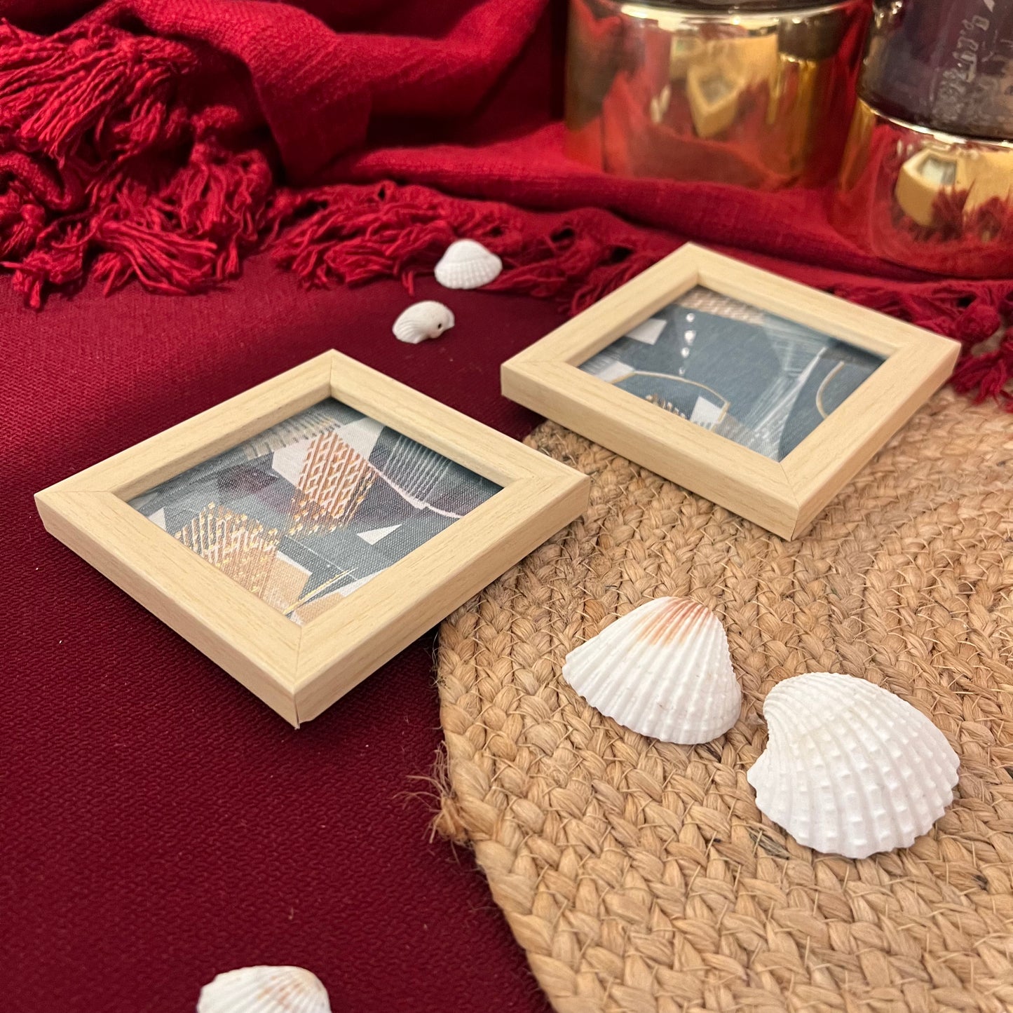 KAPAAS Grey Abstract Coasters (Set of 2)