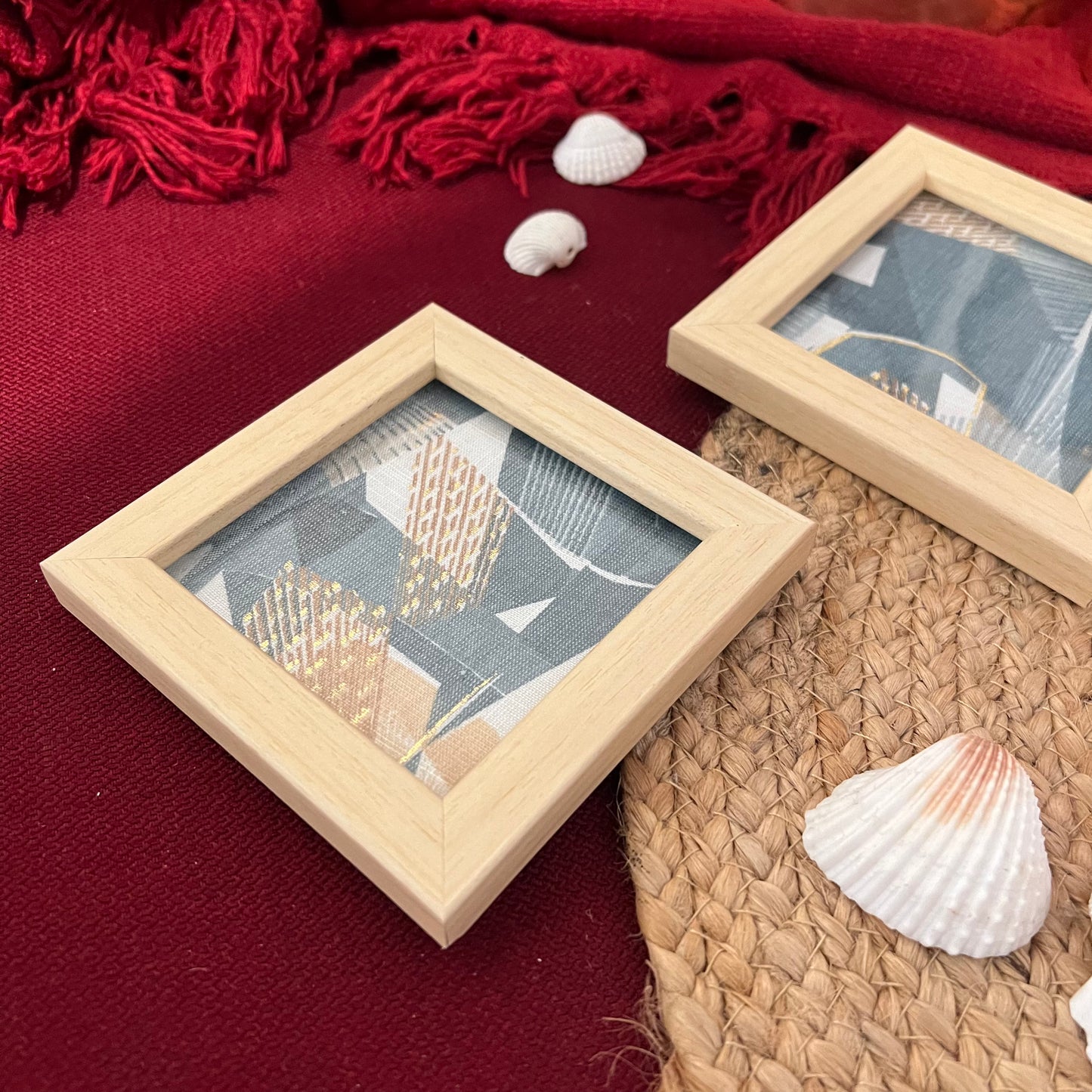 KAPAAS Grey Abstract Coasters (Set of 2)