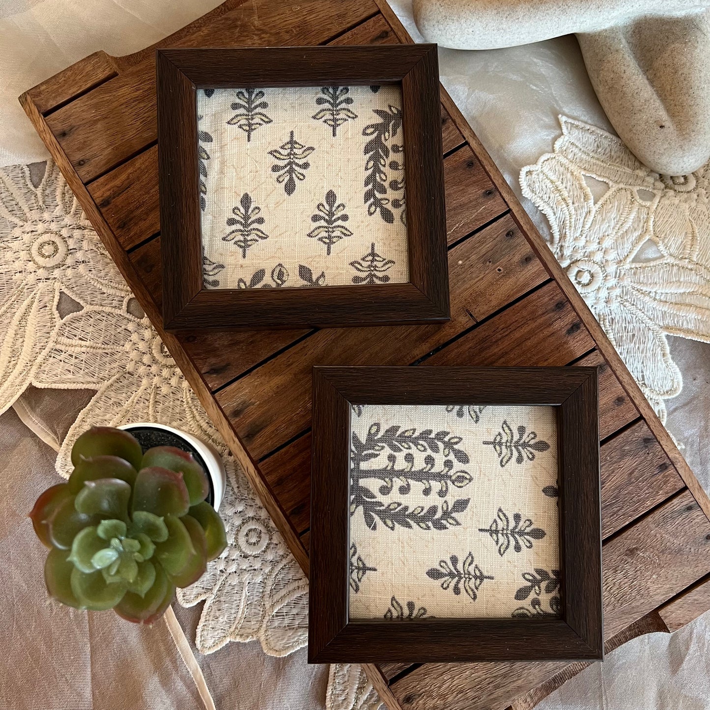 KAPAAS Floral Motif Coasters (Set of 2)