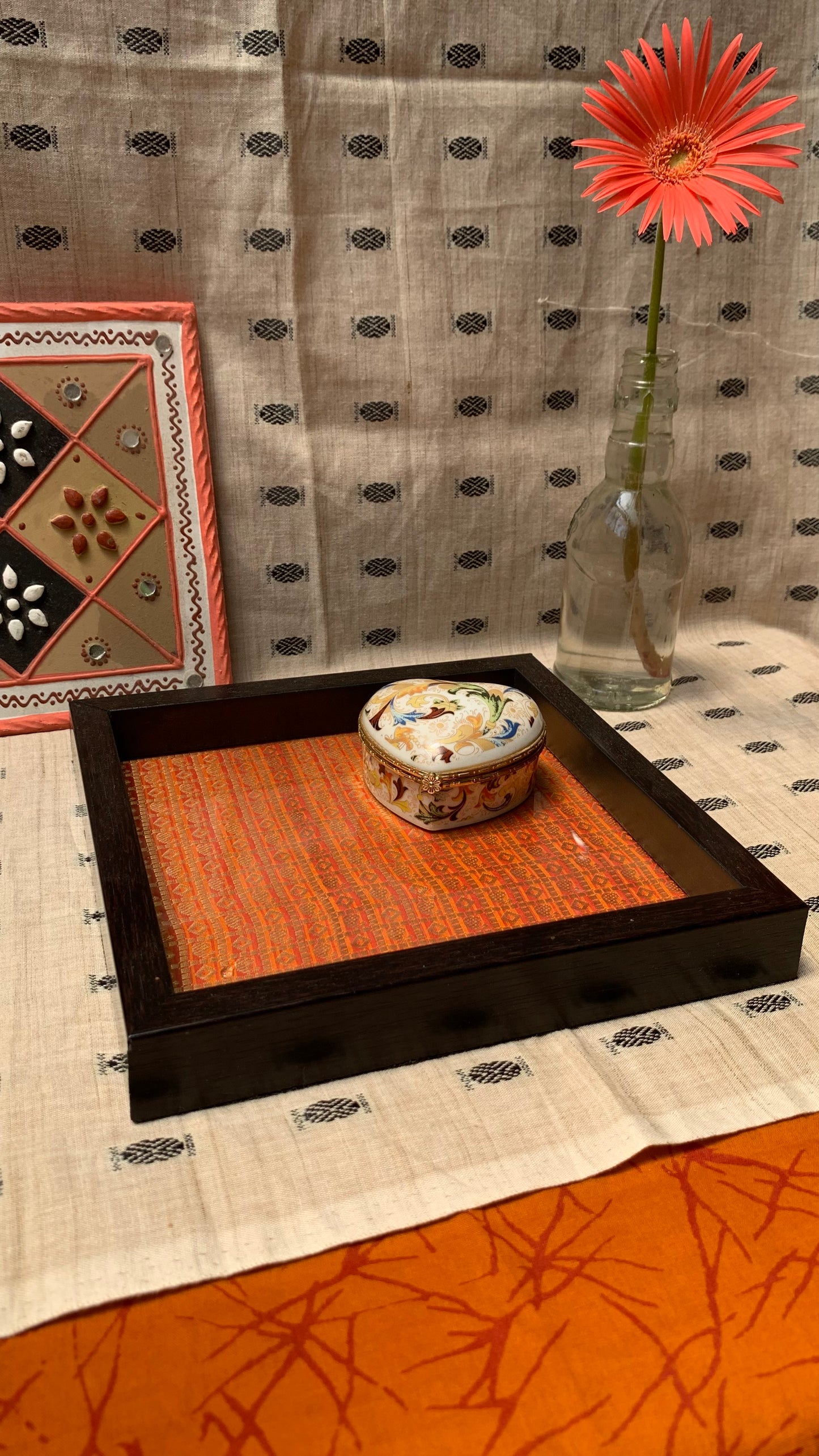 Orange Mini Checks Tray