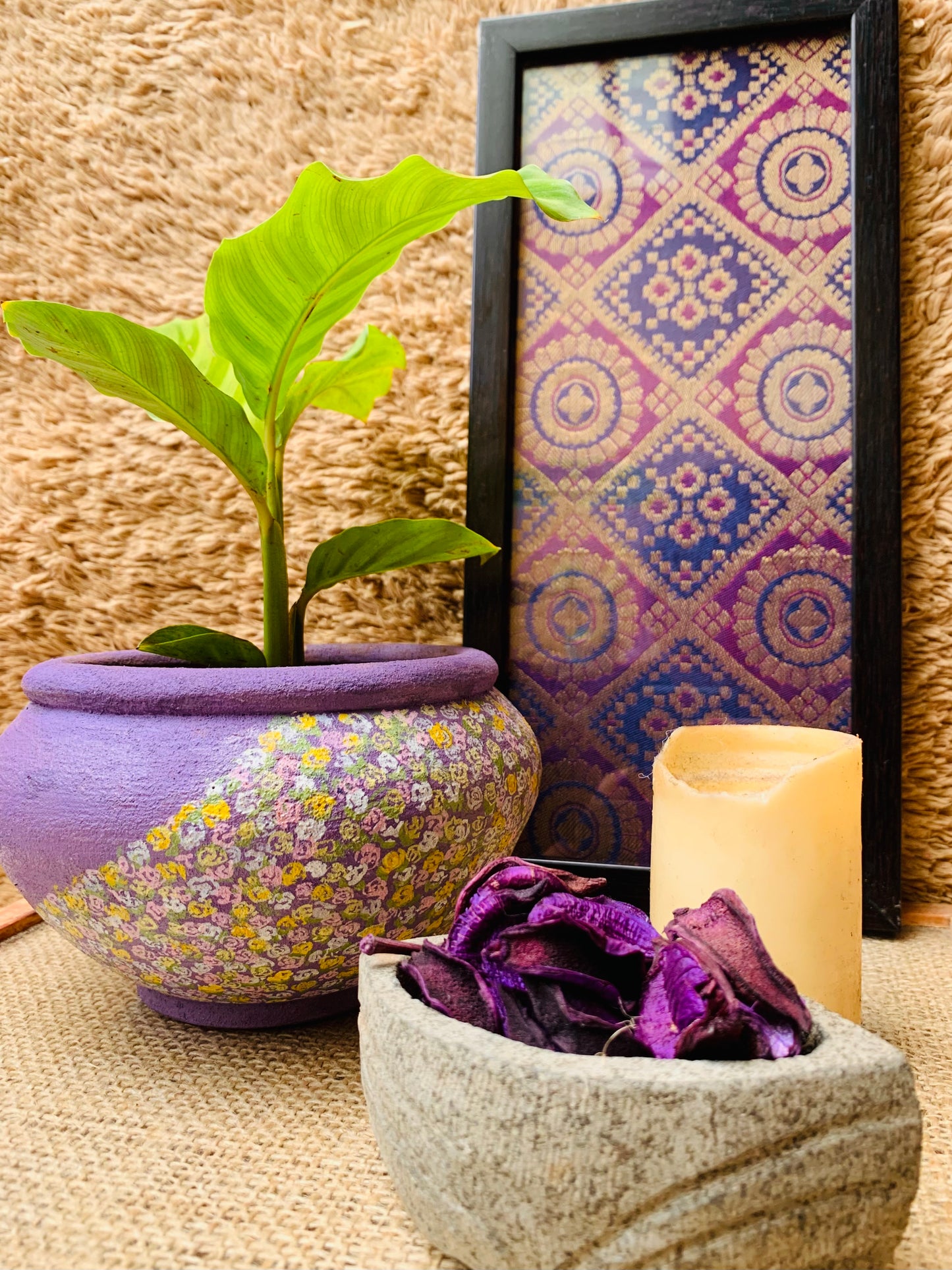 Purple Planter with Mini Flowers