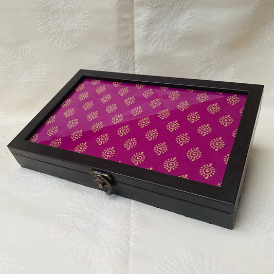 Magenta Pink Floral Motif Jewellery Box