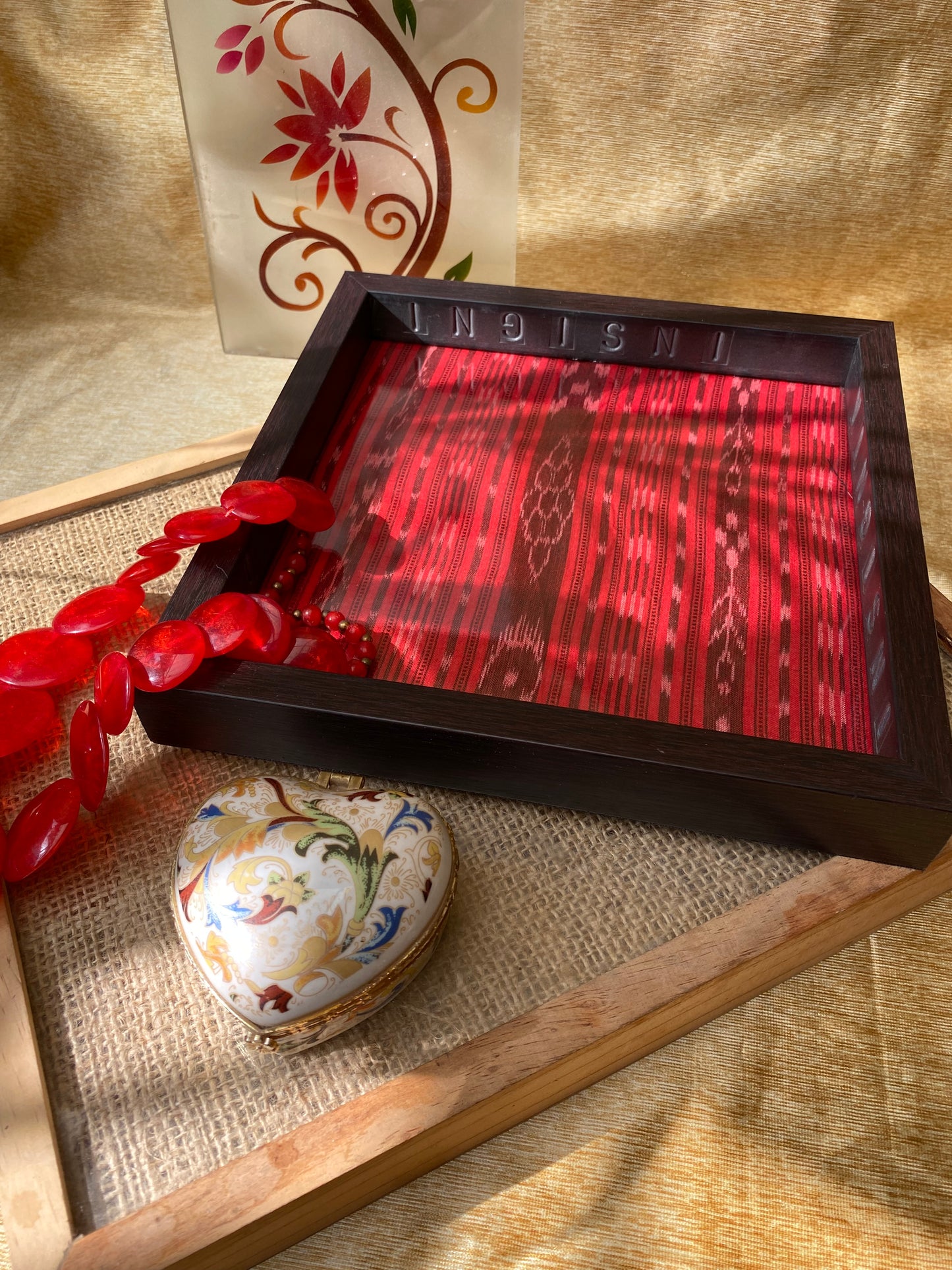 Red Ikat Tray