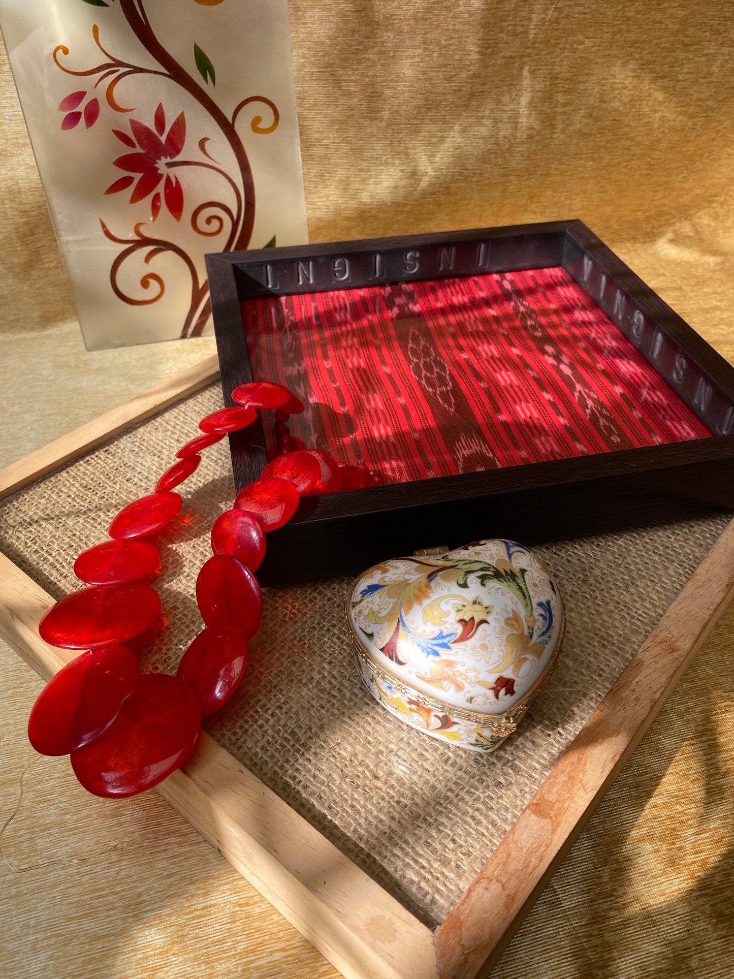 Red Ikat Tray