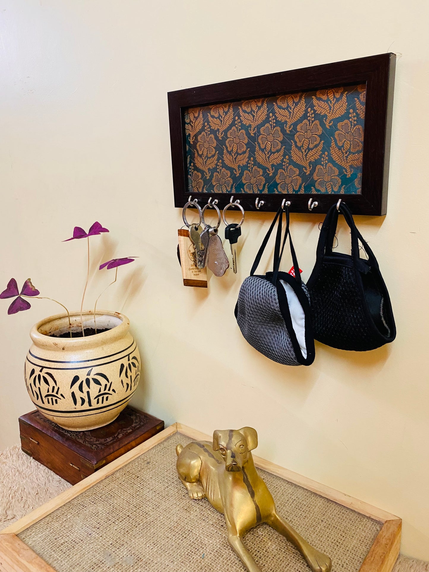 Floral Green Key Holder