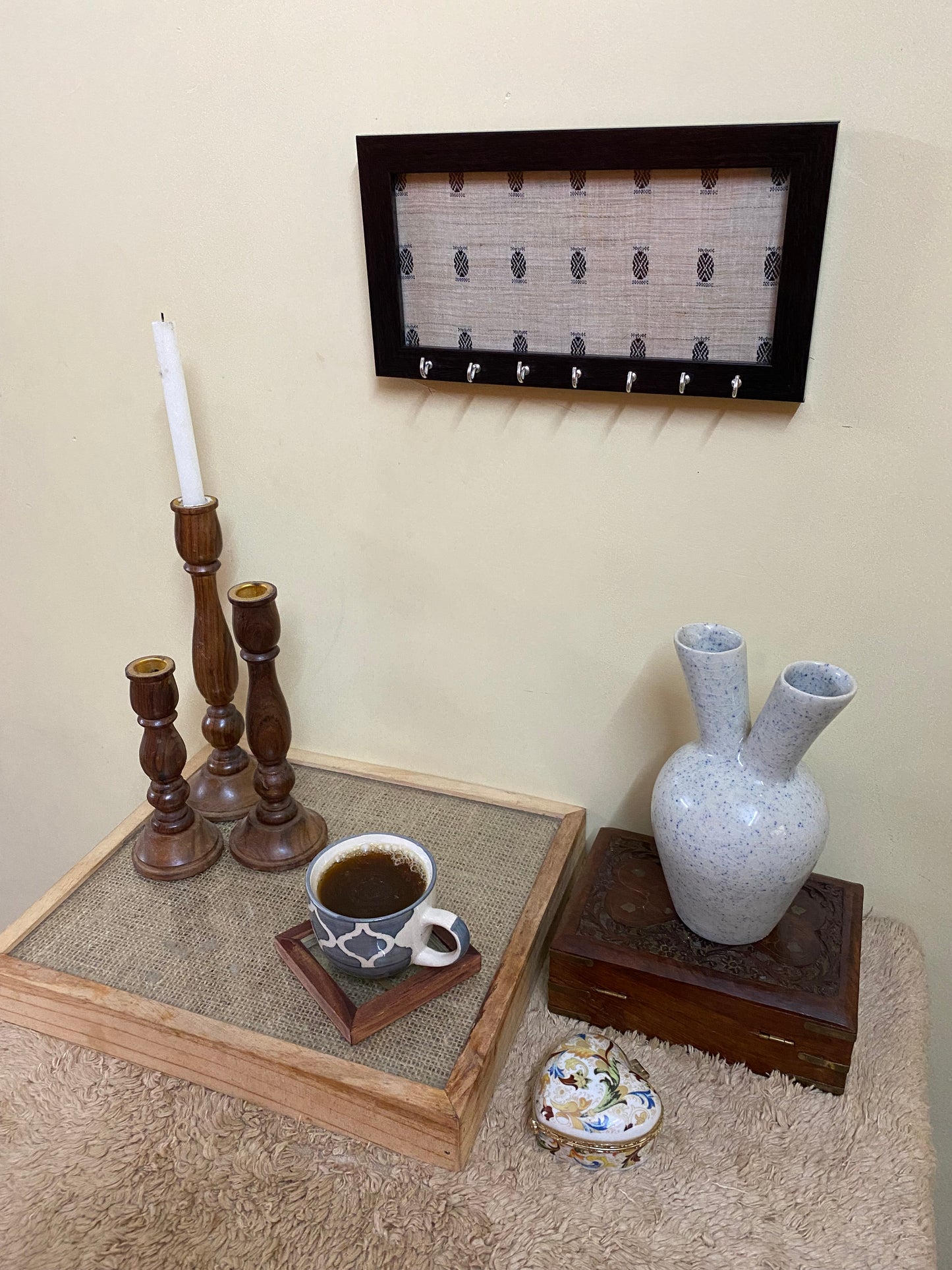 White Boho Key Holder