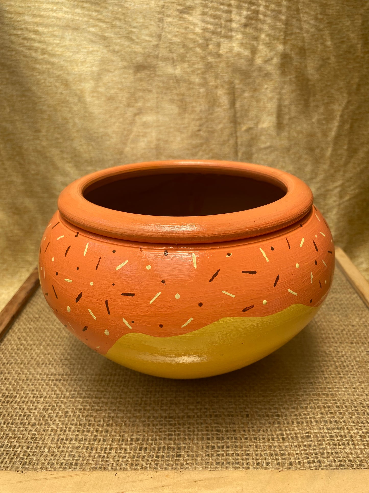 Mango Yellow Ice Cream Hand Painted Terracotta Planter