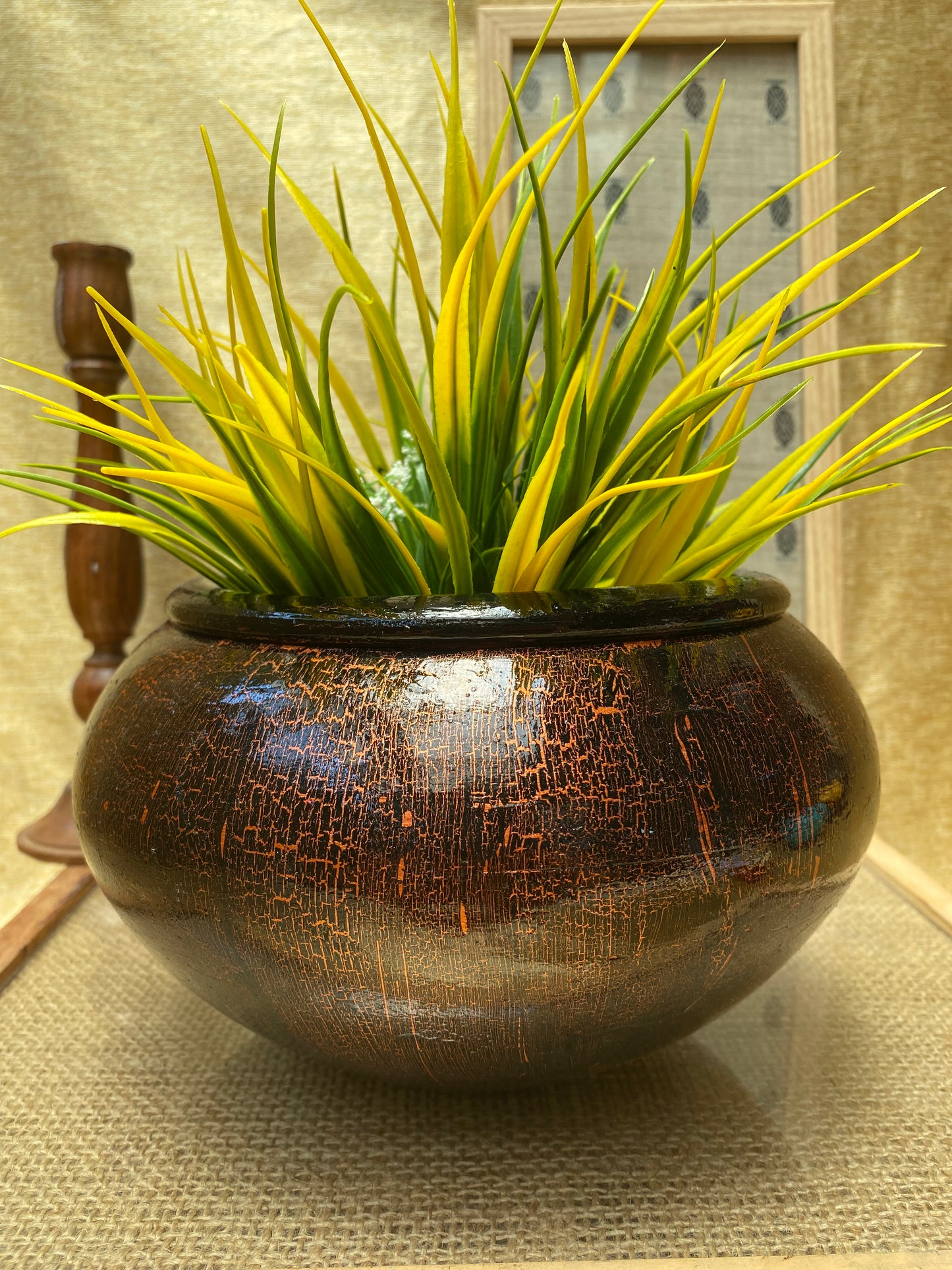 Metallic Crackle Planter Set