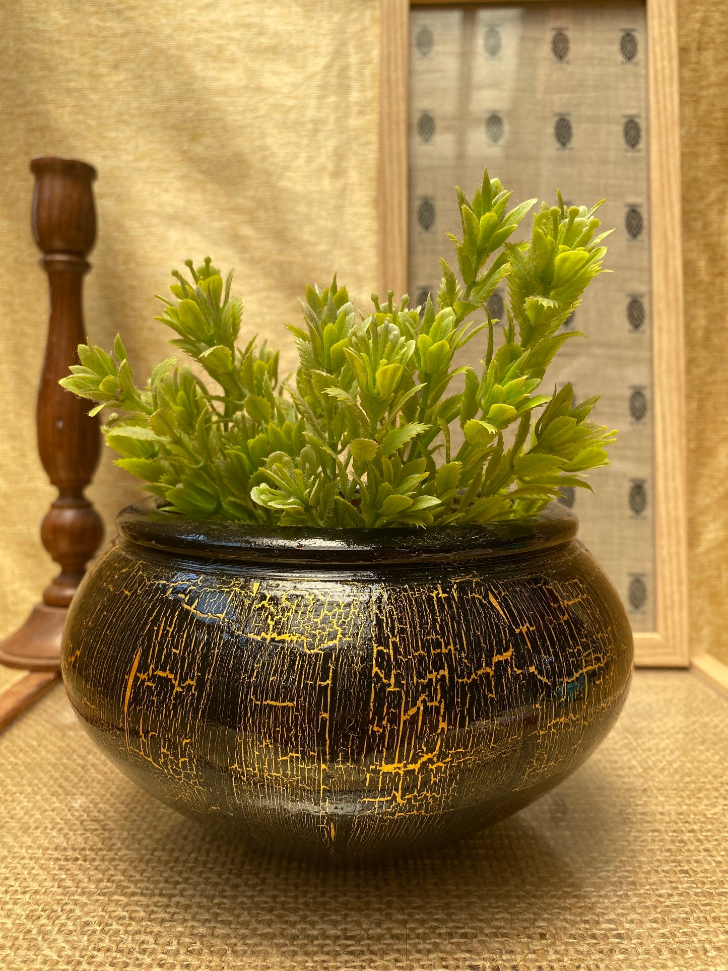 Metallic Crackle Planter Set