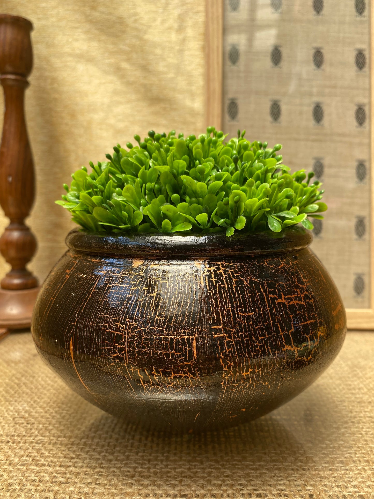 Metallic Crackle Planter Set