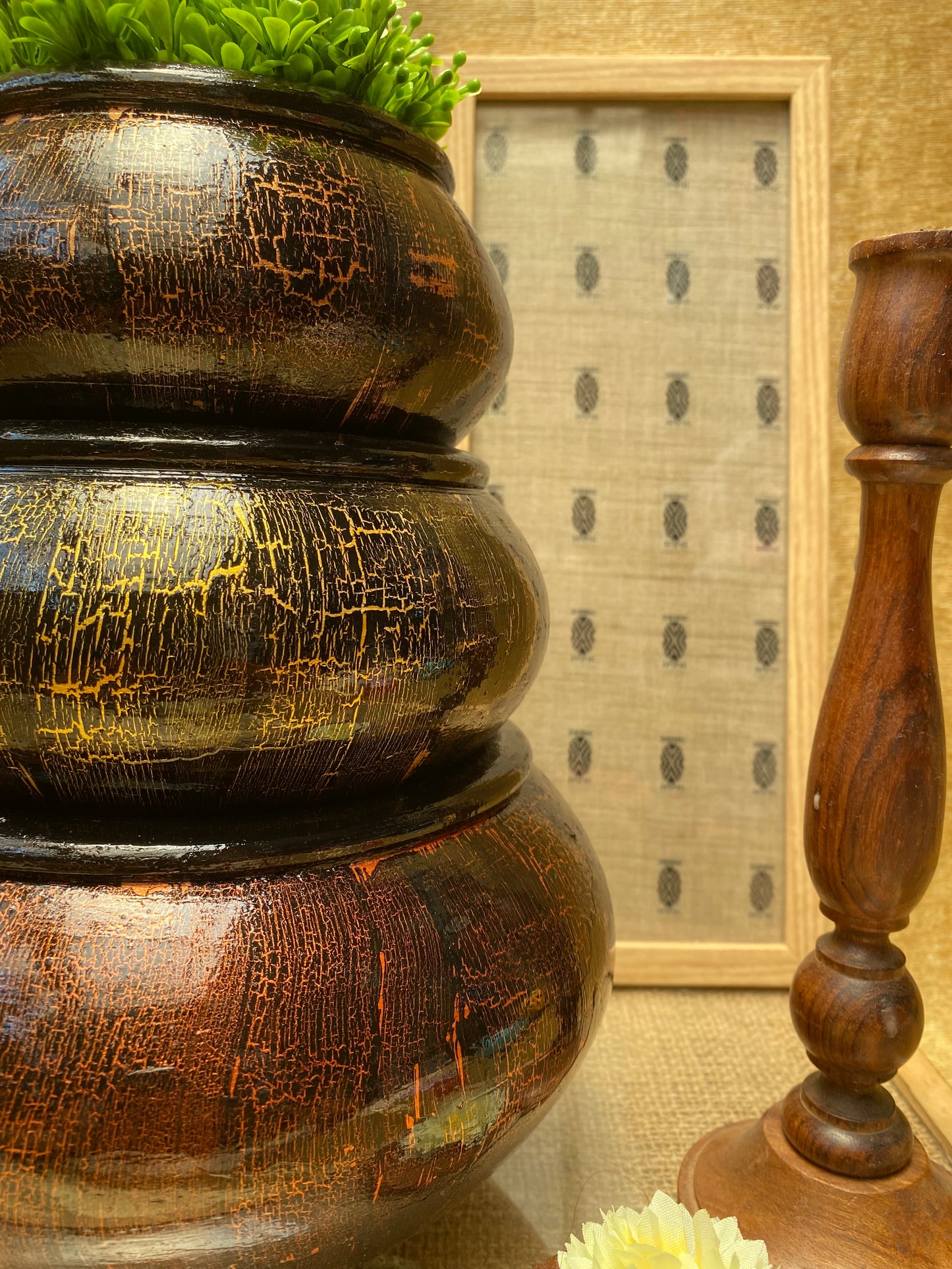 Metallic Crackle Planter Set