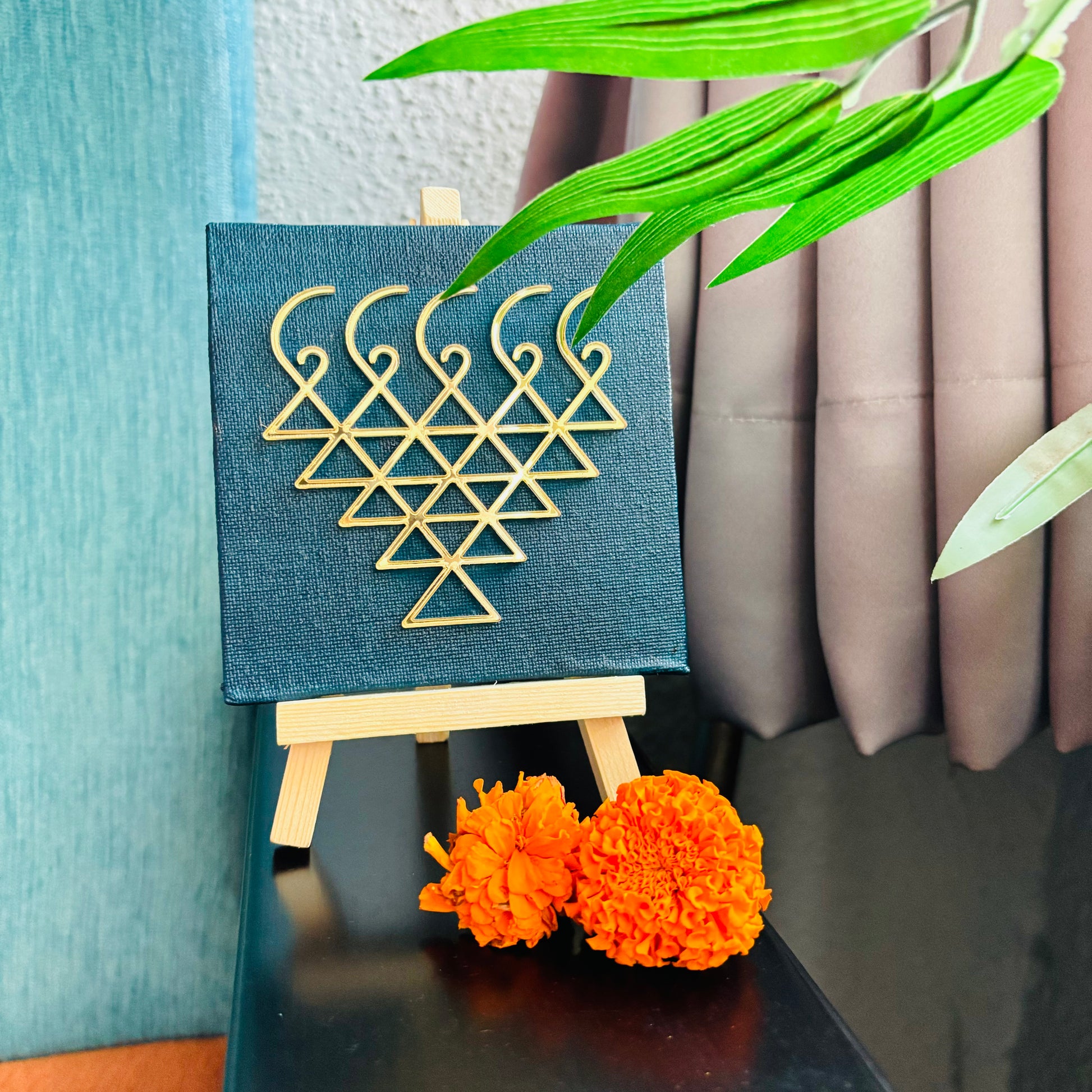 Saraswati Yantra Canvas with Wooden Easel – A Thoughtful Gift for Knowledge & Wisdom on Saraswati Pooja
