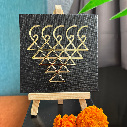 Saraswati Yantra Canvas Slate Black with stand | Perfect for Student Study Room and Office Desk Accessory | House Warming Gift