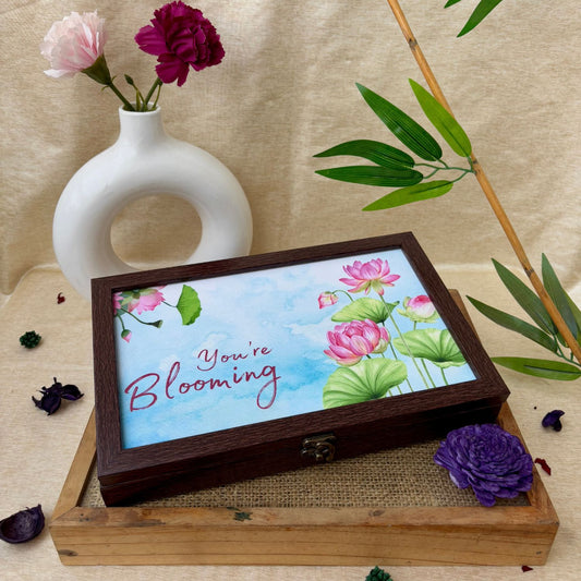 Lotus design blooming box, handcrafted for unique home décor and gifting