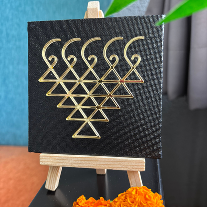 Saraswati Yantra Canvas Slate Black with stand | Perfect for Student Study Room and Office Desk Accessory | House Warming Gift