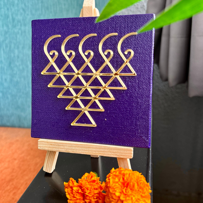 Saraswati Yantra Canvas Royal Purple with stand | Perfect for Student Study Room and Office Desk Accessory | House Warming Gift