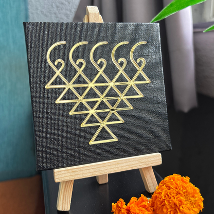 Saraswati Yantra Canvas Slate Black with stand | Perfect for Student Study Room and Office Desk Accessory | House Warming Gift