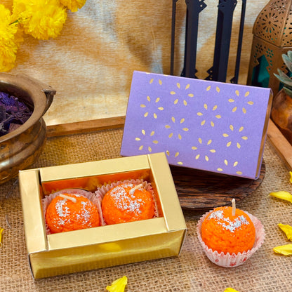 Mithaas Premium Motichoor Ladoo Candle Set of 2 | Decorative Candles | 100% Soy Wax | Perfect Diwali Gift Pack