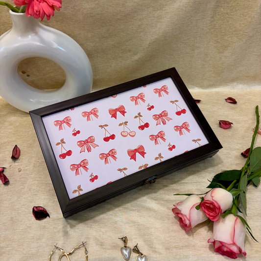 Valentine gift for girlfriend – Cherry on Top jewellery organiser box
6 compartment jewellery storage box for everyday use on vanity