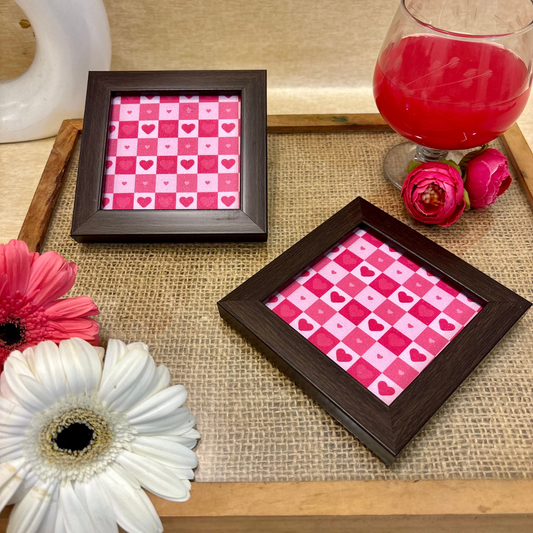 Checkered Love Coaster Set