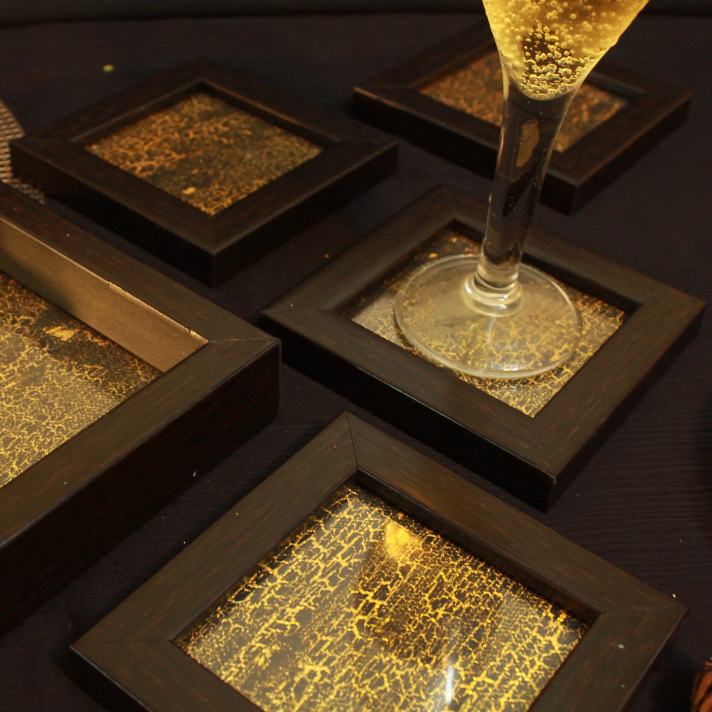 Golden Crackle Coasters (Set of 2)