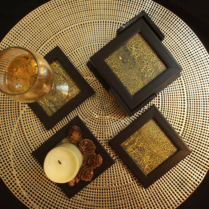 Golden Crackle Coasters (Set of 2)