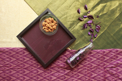 Vibrant purple Khunn fabric tray, square design, ideal for serving, gifting, or elevating your home’s aesthetic with traditional charm.