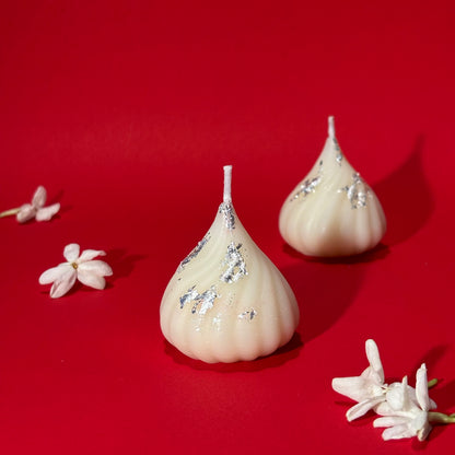 Premium Modak Shaped Soy Wax Candles (Set of 2) - Elegant Ganesha Gift Box - Ideal for Ganesh Chaturthi, Diwali Decor, Pooja Mandir & Festive Gifting