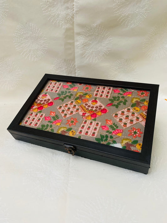 Grey Embroidered Jewellery Box