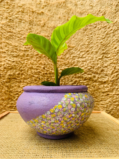 Purple Planter with Mini Flowers