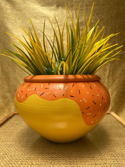 Mango Yellow Ice Cream Hand Painted Terracotta Planter