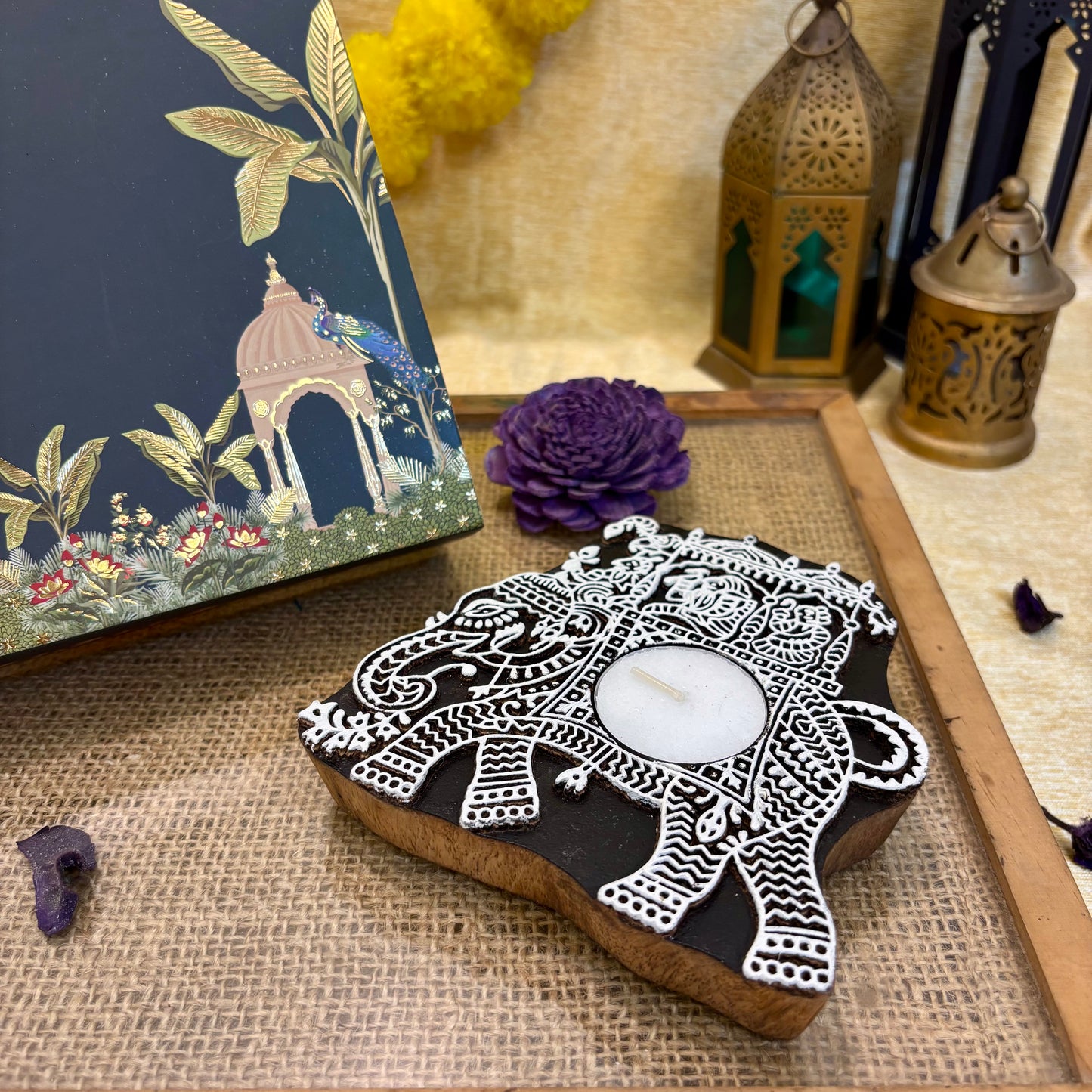 Gajraj Decorative Wooden Tea Light Holder