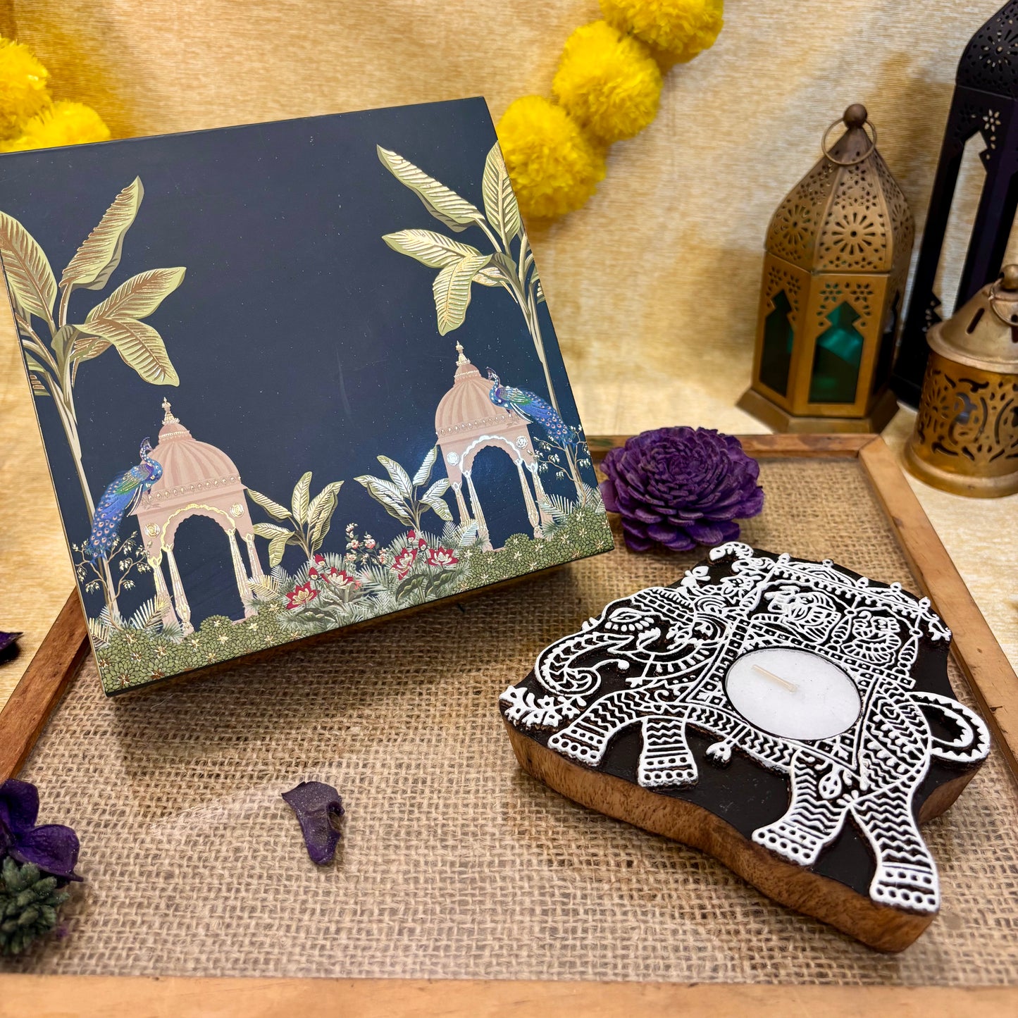 Gajraj Decorative Wooden Tea Light Holder