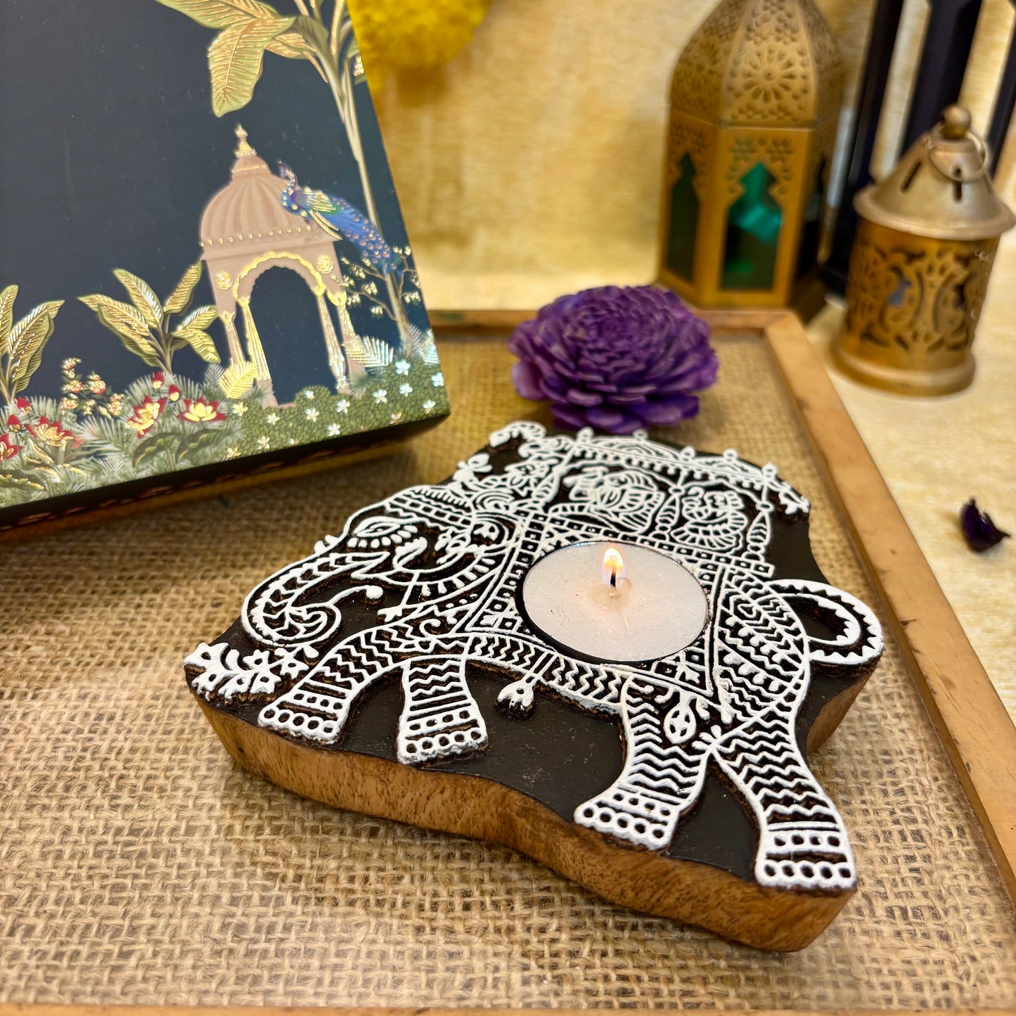 Gajraj Decorative Wooden Tea Light Holder