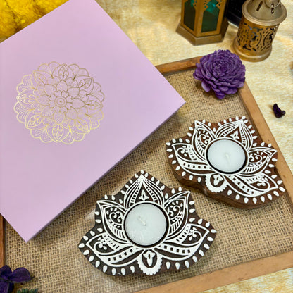 Padma Decorative Wooden Tea Light Holder