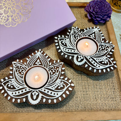 Padma Decorative Wooden Tea Light Holder