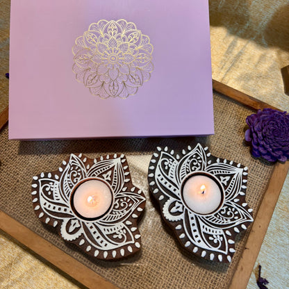 Padma Decorative Wooden Tea Light Holder