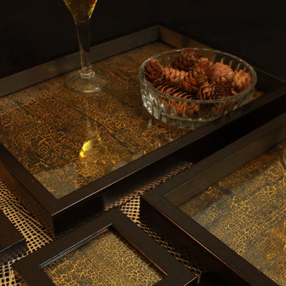 Golden Crackle Rectangle Tray