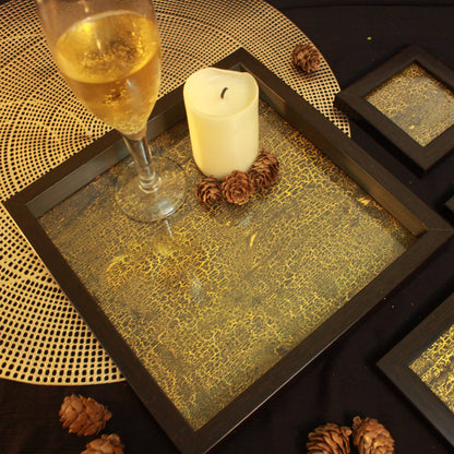 Golden Crackle Square Tray