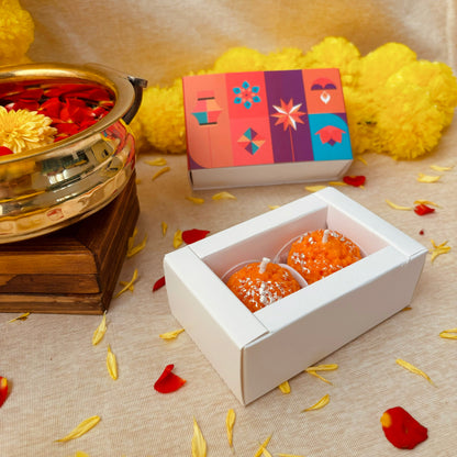 Mithaas Premium Motichoor Ladoo Candle Set of 2 | Decorative Candles | 100% Soy Wax | Perfect Diwali Gift Pack